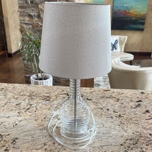 Elegant Glass Table Lamp with Gray Shade